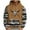 2Khaki, variant on PuLe Hoodies Men's Hooded Down Sleeved Ethnic Style Printed Loose Hoodie Printed Long-sleeved Top Hoodie
