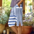thumbnail image 2 of Cmfcve Women's Capri Knee Length Printed Dressy Casual Elastic Waist Linen Summer Pants with Pockets, 2 of 5