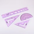thumbnail image 3 of Uxcell Ensemble de Règle 4 Pcs 20cm Règle Droite Douce Outil de Mesure Triangulaire avec Ligne Ondulée Violet, 3 of 6