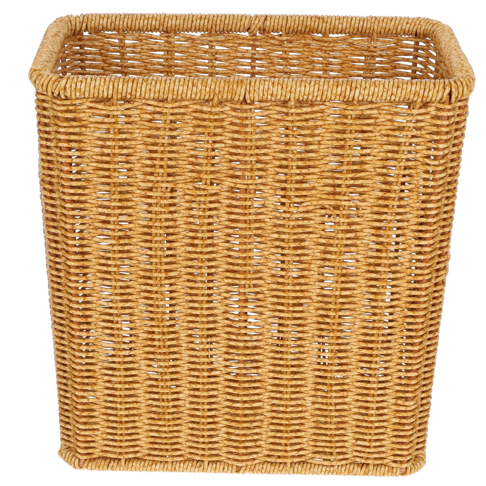 TAILTOSS Brown Woven Trash Bin Imitation Rattan Style Open Top Kitchen Garbage Container