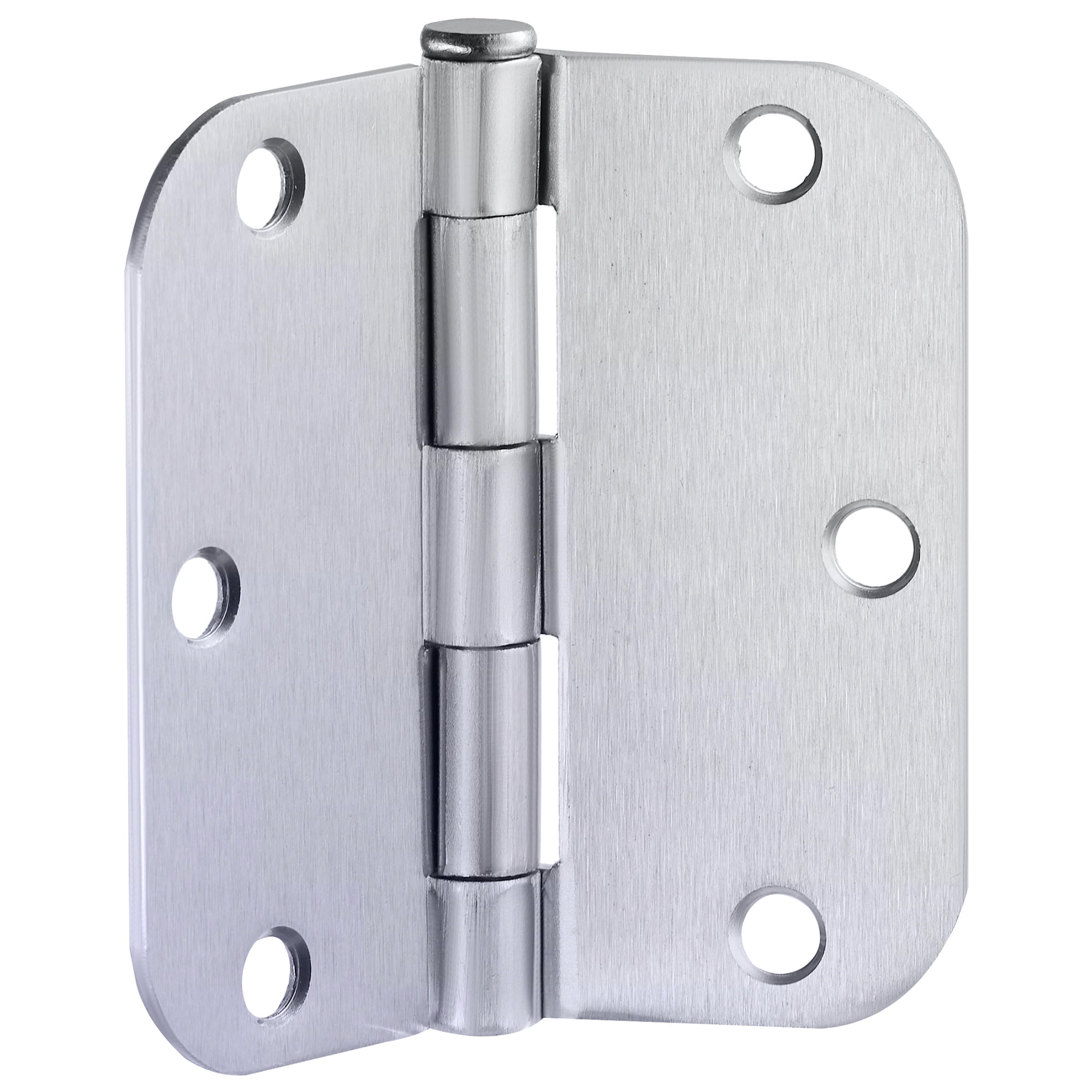 Brushed Chrome Steel Plain Bearing Door Hinge with Removable Pin, 3-1/2 x 3-1/2 in. 5/8 in. Radius, 2-Pack