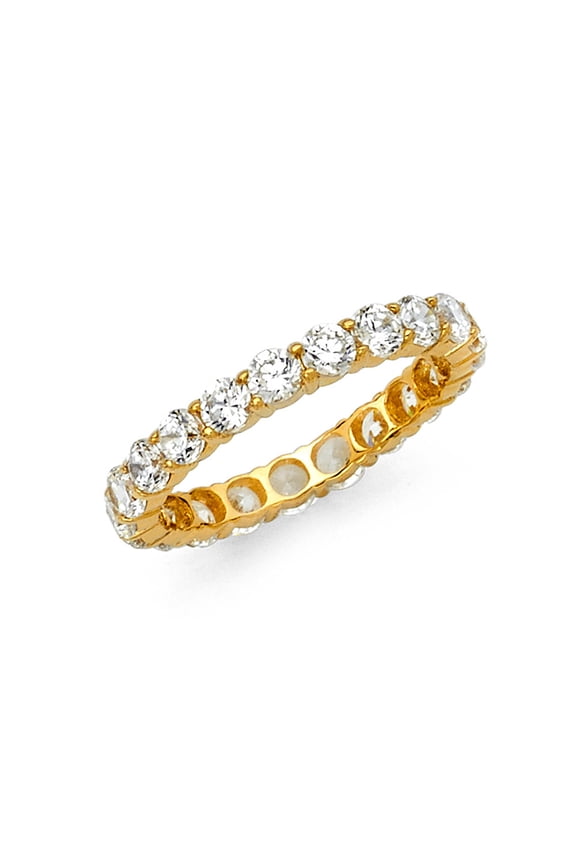 14k Yellow Gold White CZ Eternity Stacking Wedding Ring Forever Size 6