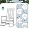thumbnail image 6 of VOUA Outdoor Rocking Chair Set of 4 HDPE Plastic All Weather Slatted for Lawn Garden Deck Outside, White, 6 of 8