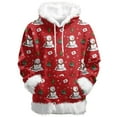 thumbnail image 4 of Women's Christmas Casual Fleece-Lined Hoodie with Long Sleeves and Pockets Sweatshirt Top with Snowflake Print for Winter Season and Holiday Style,Red,XL, 4 of 5