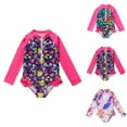 thumbnail image 5 of YunPes Girls and Toddlers Long Sleeve Swimsuit Sun Protection One Piece Rash Guard Bathing Suit Zipper Cute Floral Leopard Print, 5 of 5