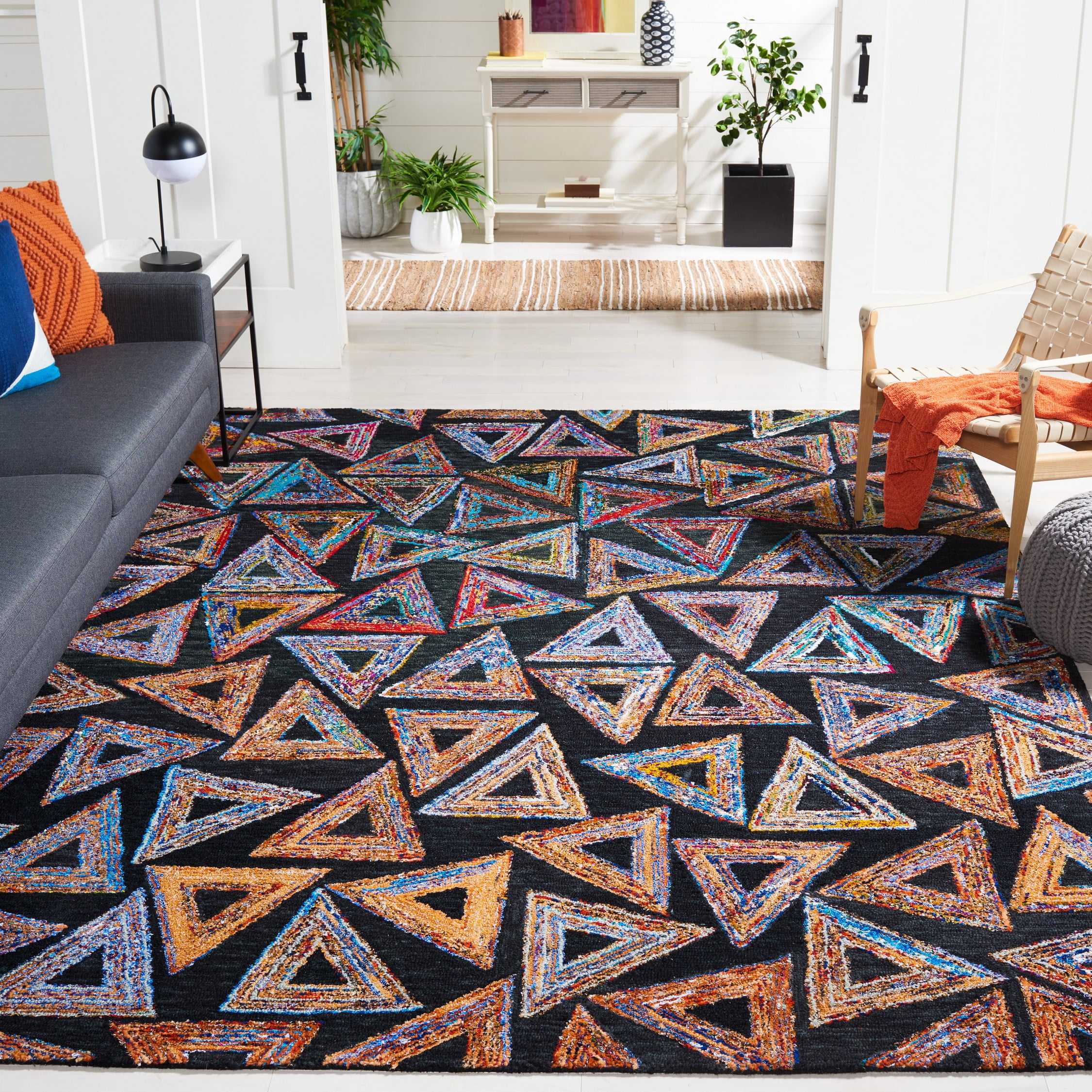 SAFAVIEH Aspen Jacob Geometric Area Rug, Dark Green/Black, 7' x 7' Square