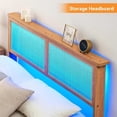 thumbnail image 4 of Ourlova Queen Size Bed Frame with Rattan Headboard, Full Size Bed Frame with LED Lights, with Storage Headboard, No Box Spring Needed, Easy Assembly, 4 of 7