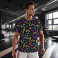 thumbnail image 3 of Wukai Colorful Palms Print Men's Short-Sleeved Mesh T-Shirt,Quick-Dry Short Sleeve Workout T-Shirt-X-Small, 3 of 8