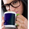 thumbnail image 2 of 3drose, Wedding Invitation, Peacock Feather, Teal and Purple, 15oz Two-tone Green Mug, 2 of 6