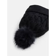 thumbnail image 3 of Scenario Women's Cable Knit Pom Beanie, Black Soot, 3 of 4
