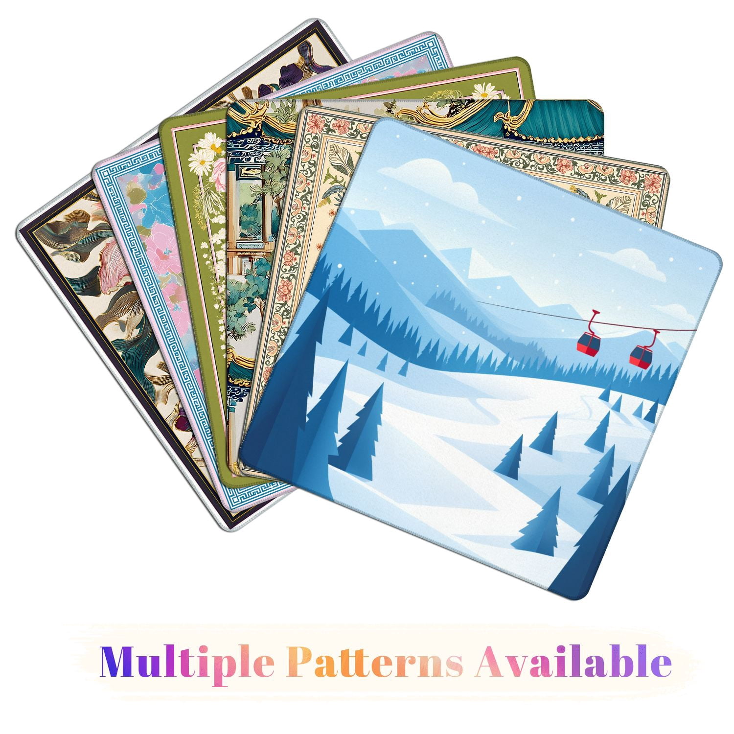 Mahjong Mat 31.5" x 31.5" Winter mountain landscape Non-Slip Noise Reduction American Mahjong Tiles Table Cover for Dominoes Poker Card Board Games Gift