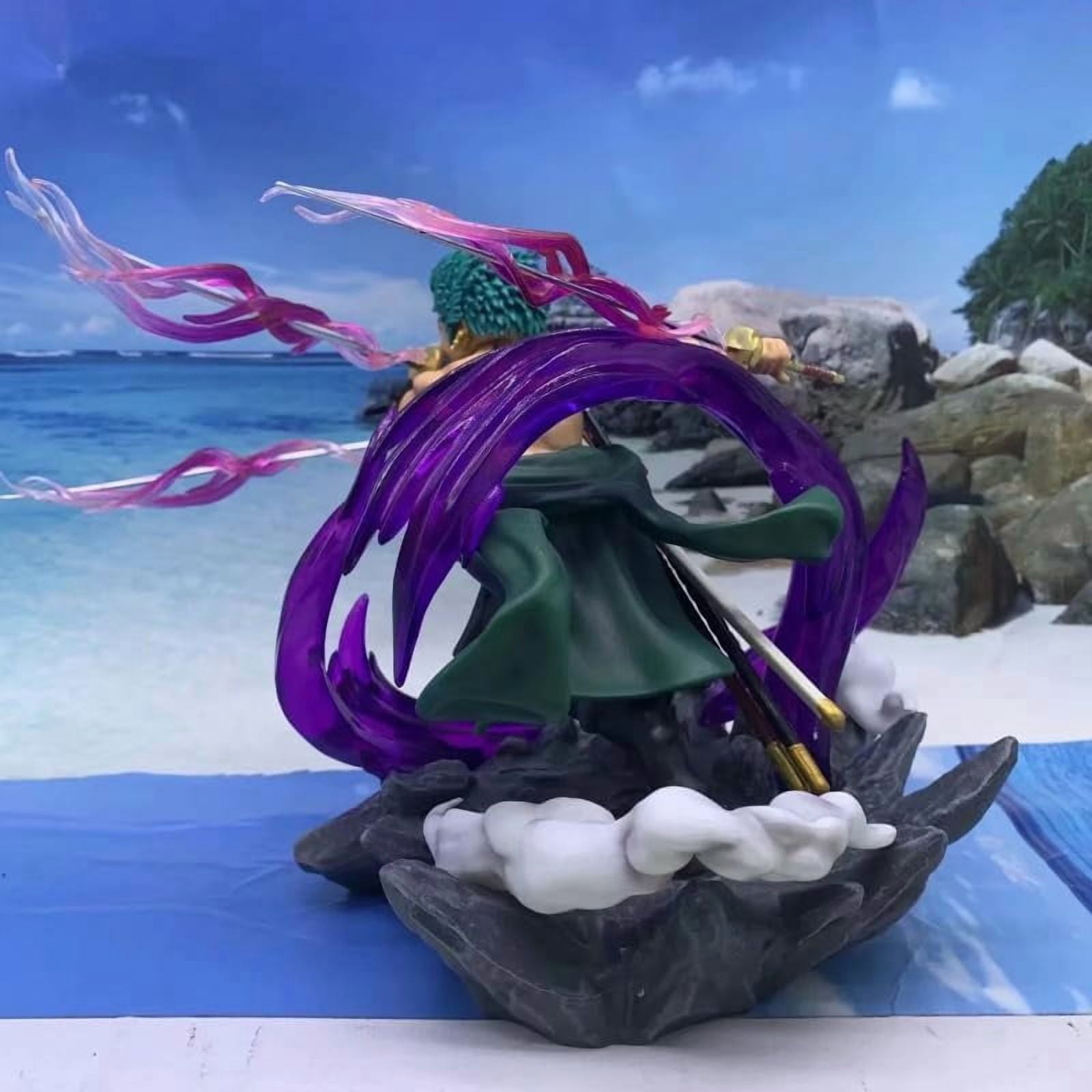Zoro Figure Q Version Three Swords Zoro Anime Figures 17cm/6.7inch PVC Character Figurine Cosplay Model Collectible for Anime Fans Gift