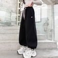 thumbnail image 2 of NOLDARES Girls Wide Leg Casual Sweatpants with Pockets - Lounge High Waist Pants Drawstring Kids Teen(Black,10-11 Year), 2 of 6
