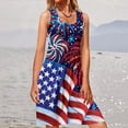 thumbnail image 2 of Wycnly Dresses for Women Fashion High Waist Pleated Swing Independence Day Patriotic Tank Dresses Crewneck Sleeveless Star Striped Print Summer Mini Formal Dress Navy XL, 2 of 4