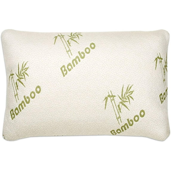 Bamboo Pillow (40% Bamboo Viscose/60% Polyester), Removable Zipper Cover, Cool Comfort & Firm Neck Support Shredded Memory Foam Fill 1PC King Size (18" x 36") Bed Pillow