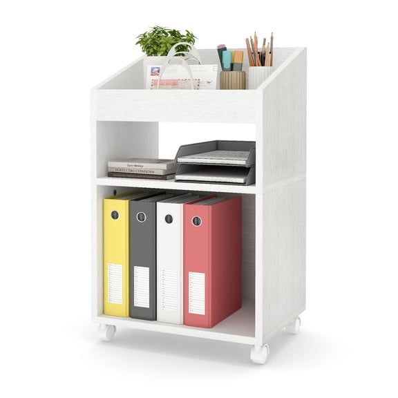 Permory 3-Tier Mobile Files Cabinet, Under Desk White Storage Organizer with Wheels for Home Office (White)