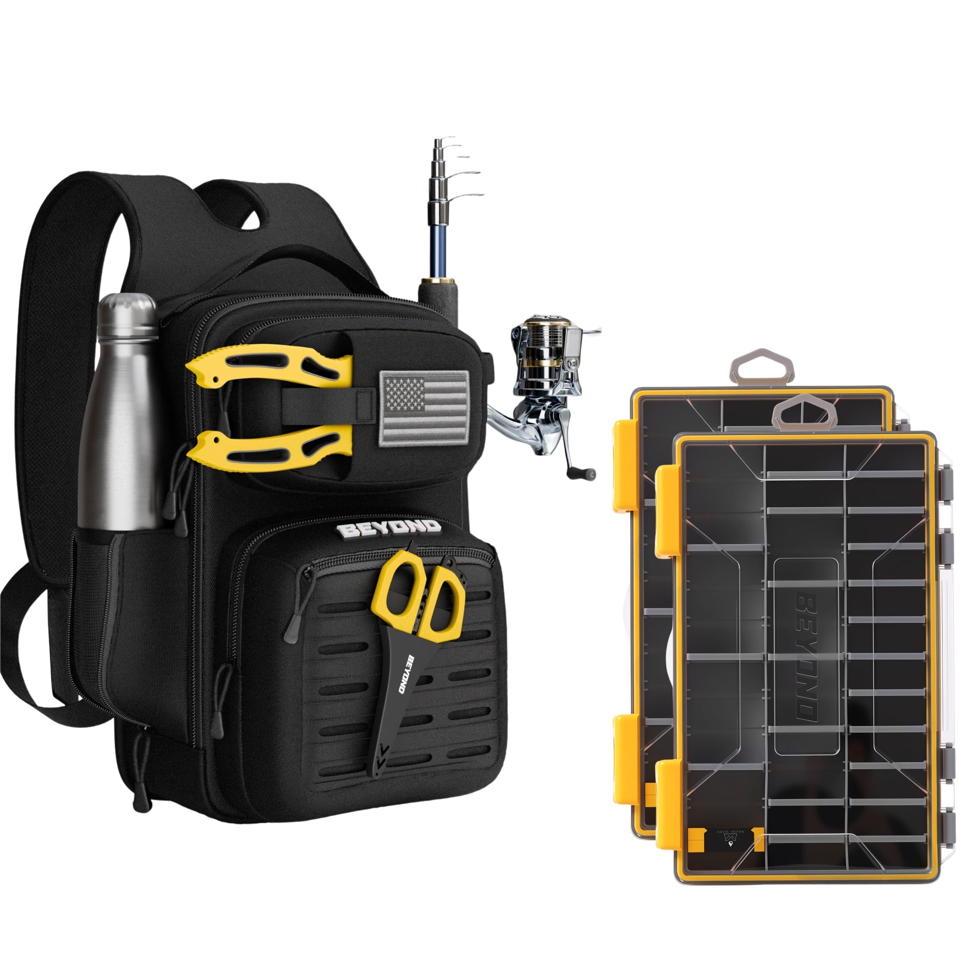 Beyond Braid Voyager All Black Bundle with 2 3600 Tackle Box