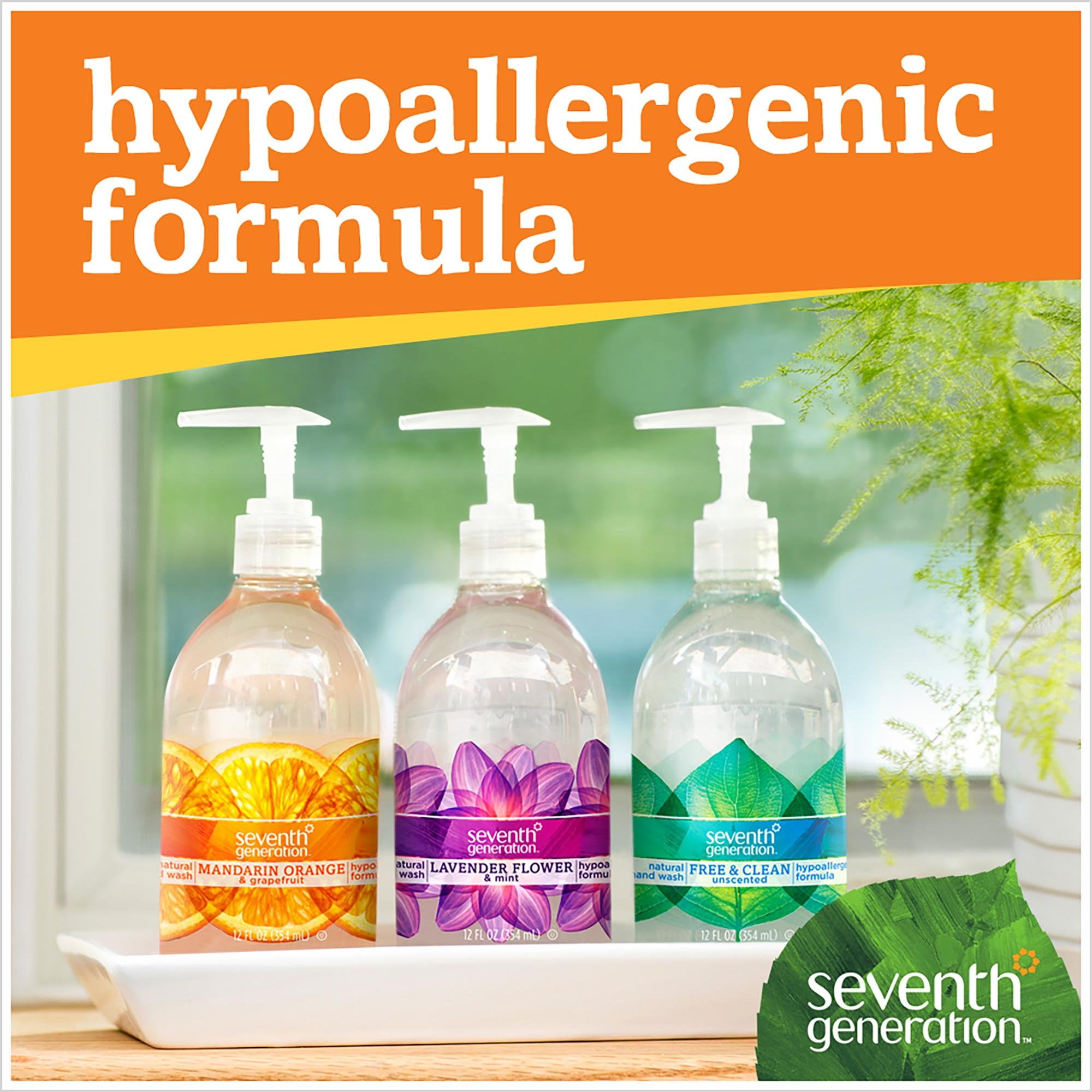 Seventh Generation Hand Wash, Free & Clean Unscented Hand Soap, 12 oz, 3-Pack