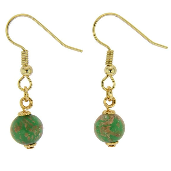 GlassOfVenice Murano Glass Starlight Balls Earrings - Emerald
