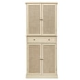 thumbnail image 2 of Wood Accent Storage Cabinet with Drawer and 4 Door, Natural Rattan Sideboard Cabinet with 4 Adjustable Shelves, 2 of 8