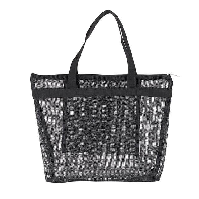 pstuiky Bolsa de viaje de malla para aseo, bolsa de playa para natación, bolsa de aseo portátil de nailon, bolsa de compras plegable y hueca