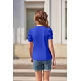 thumbnail image 4 of Arshiner Girls Shirts Summer Cute Classic Puff Short Sleeve Plain Ribbed Knit Crew Neck T-Shirt Tee Tops Blouse Black 9-10 Years 12 Deep blue, 4 of 6