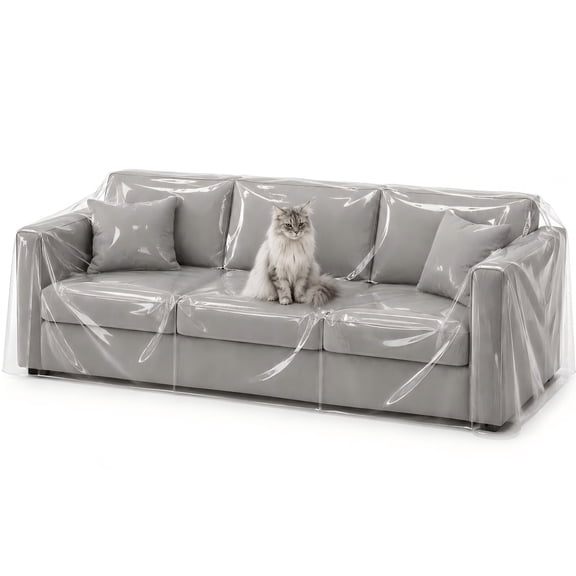DAEX Heavy-Duty Clear Couch Cover, Waterproof Vinyl Sofa Protector for Moving, Storage, Pets & Everyday Use