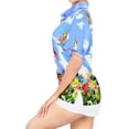 thumbnail image 2 of LA LEELA Women's Floral Beach Hawaiian Blouses Shirt T-Shirt Blouse Short Sleeve Button Up Dress Tee Shirts Tops for Women S Cockatoos, Blue, 2 of 4
