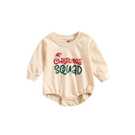 

Canrulo Newborn Infant Baby Girls Boys Christmas Jumpsuit Long Sleeve Cartoon Santa Printed Romper Bodysuit Apricot 18-24 Months