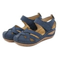 thumbnail image 7 of Anuirheih Women's Wedge Sandals Summer Closed Toe Sandal for Women Platform Dressy Wedges(Blue), 7 of 7
