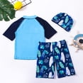thumbnail image 4 of Emy Dola Boys Two Piece Rash Guard Swimsuits Kids Short Sleeve Sunsuit Shark Prints Swimwear Sets Toddler Bathing Suit with Sun Hat, 4 of 8