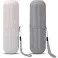 thumbnail image 1 of 2 Pieces Toothbrush Case, Toothbrush Travel Case, Toothbrush Case Children For Camping, Traveling, Hiking, Home (gray + White), 1 of 5