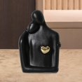 thumbnail image 2 of Estatua de pareja, adorno de escritorio, figura decorativa romántica de cerámica abstracta para Negro, 2 of 6