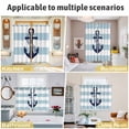 thumbnail image 6 of Aqua Stripe Nautical Kitchen Curtains 84 Inch Length, Navy Blue Anchor Summer Coastal Grommet Top Bedroom Living Room Curtains, Light Filtering Cafe Curtain Drapes 2 Panels Set 84''x84'', 6 of 9