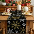 thumbnail image 4 of Burlap Table Runner 36 Inches Long,Golden Snowflakes Merry Christmas Non-Slip Kitchen Table Runners for Dining Room Everyday Use Party Table Decorations Winter Snowflake Seamless Black, 4 of 9