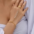 thumbnail image 4 of Pulsera larga del anillo de la cadena de la mano del anillo de dedo para las mujeres de las muchachas del anillo de la cadena de la mano del rhinestone de las pulseras para las mujeres cosas de moda, 4 of 6