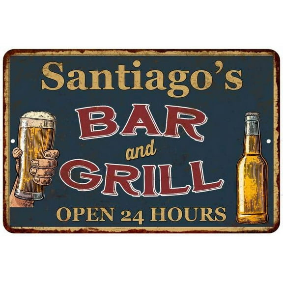 Santiago's Green Bar and Grill Sign 8 x 12 High Gloss Metal 208120044922