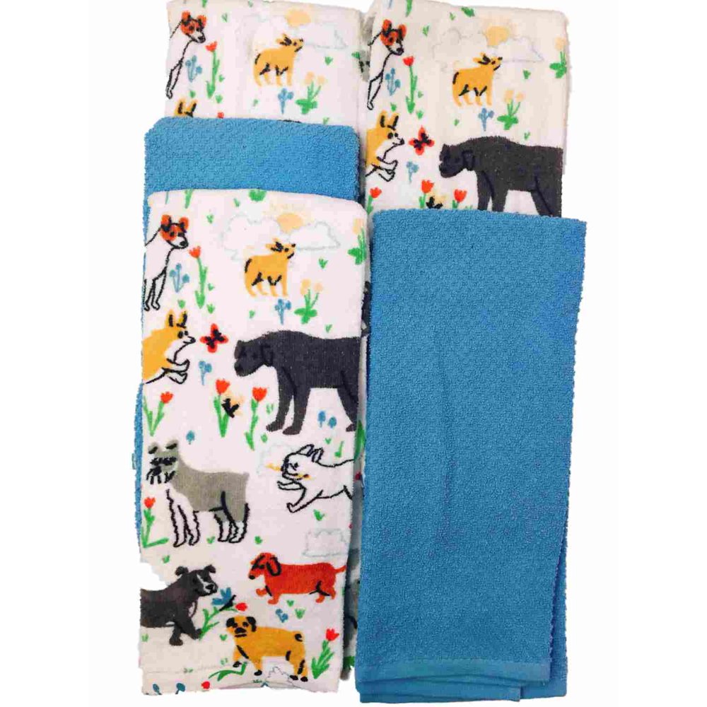 Celebrate Puppy Dog Kitchen Towel Set, 5 Dish Towels