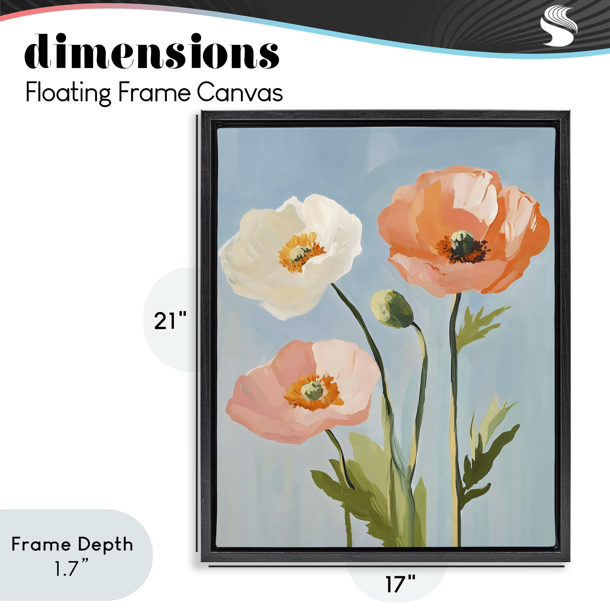 Stupell Industries Pastel Poppy Blooming Trio Black Framed Floater Canvas Wall Art, design by The Prints Vibe