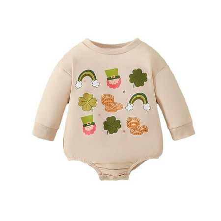 

Boys Girls Long Sleeve St.Patric.k s Day Cartoon Prints Pullover Romper Sweatshirt Bodysuits Long Sleeve Onesies Newborn Girl Onesies Baby Boy Fall Clothes