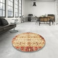 thumbnail image 3 of Ahgly Company Indoor Round Abstract Brown Gold Oriental Area Rugs, 4' Round, 3 of 6