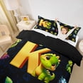 thumbnail image 2 of Erosebridal Kids Dinosaur Queen Duvet Cover Set for Boys Girls, Dino Letter K Bedding, Black Reversible 3-Piece, 1 Duvet Cover and 2 Pillowcases (No Comforter), 2 of 6