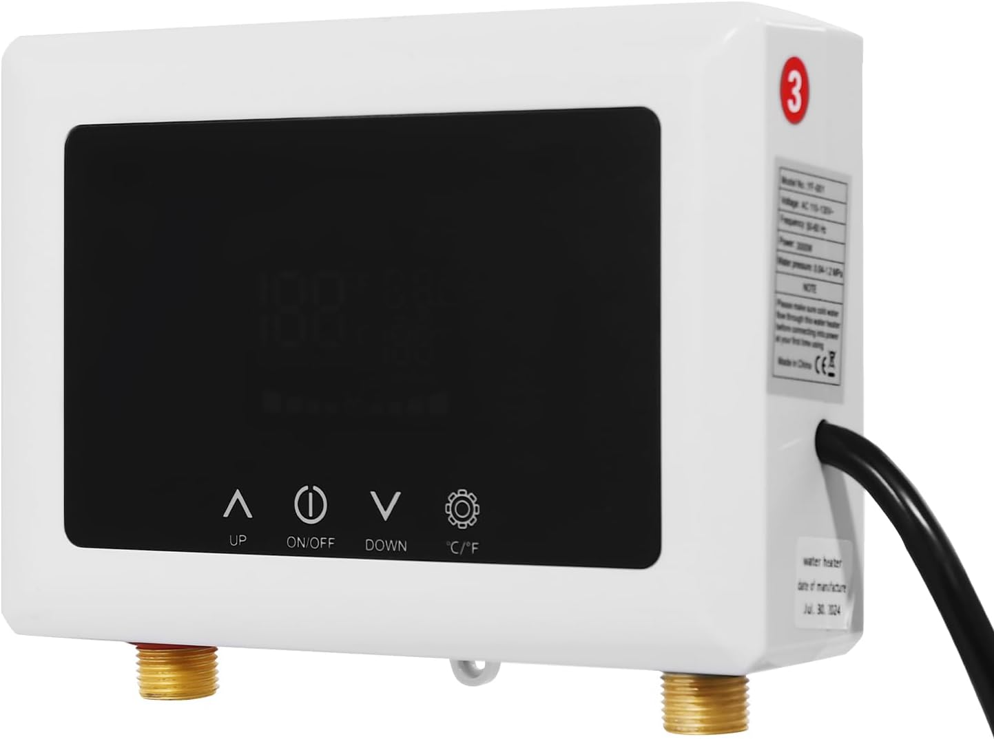 110V Instant Electric Water Heater with Remote Control, 3000W Wall Mount Electric Water Heater with LED Display, Modern Electric Water Heater for Bathrooms, Hotels