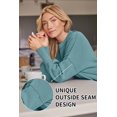 thumbnail image 4 of ORUYROP Women's Crewneck Batwing Long Sleeve Sweater 2023 Fall Oversized Ribbed Knit Side Slit Pullover Top, 4 of 7
