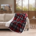 thumbnail image 2 of Realtree Throw Blanket 50" x 60" Plush with Sherpa Printed Red/Black Plaid, 2 of 6