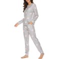 thumbnail image 4 of Conjunto de pijama para mujer, de manga larga, con estampado de estrellas, suave, con bolsillos, 4 of 6