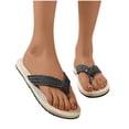 thumbnail image 2 of Zapatos de mujer, chanclas florales de verano, sandalias de playa, tangas, zapatillas, sandalias de cuerda de cáñamo de imitación, chanclas de viaje de fondo plano Wmkox8yii ytu6902, 2 of 6