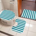 thumbnail image 4 of Teal Striped Bath Mat 3 Piece Bathroom Rug Set, Simple Art Vertical Stripe Farmhouse Non Slip Bath Rug Contour Mat and Toilet Lid Cover, Absorbent Shower Mats Soft Bath Rugs and Mats Sets, 4 of 8