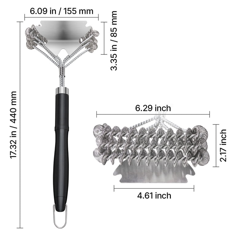KFFKFF Grill Brush and Scraper, Stainless Steel, 17 In photo 8