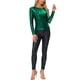 thumbnail image 2 of BLUSA BRILLANTE PARA MUJER INSPIRE CHIC, MANGA LARGA, CUELLO REDONDO, AJUSTE REGULAR, BLUSA DE NOCHE BRILLANTE XS VERDE BRILLANTE, 2 of 6